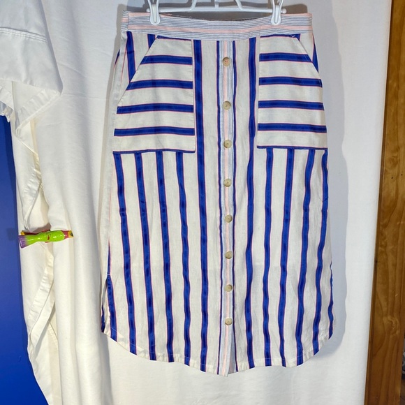 Joules Dresses & Skirts - Women’s Joules Orielle Button-Up Midi Skirt with Pockets, blue and pink stripes